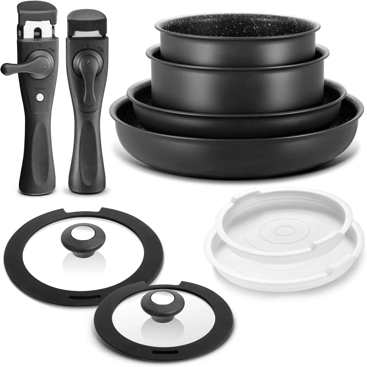Nonstick Induction Pots And Pans Set With Removable Handles