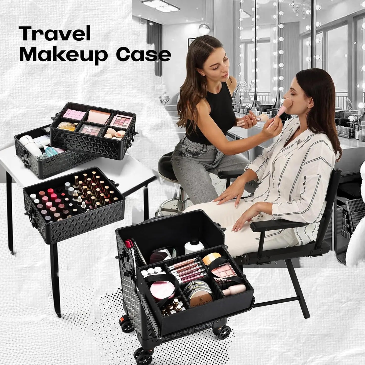 MaxuleneCN Professional Makeup Train Case On Wheels