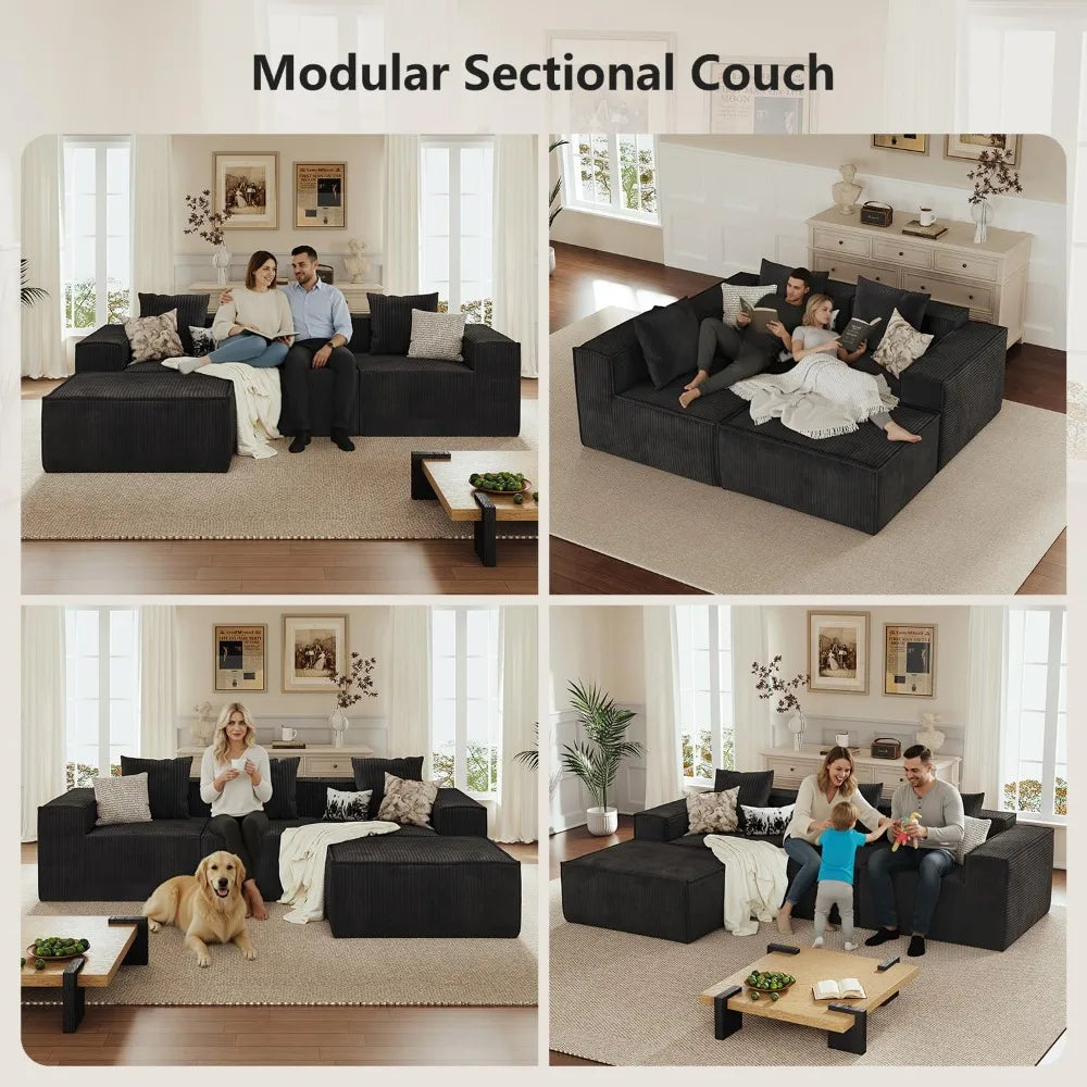 XIAOLANG Corduroy Sectional Sofa Bed L Shaped Couch