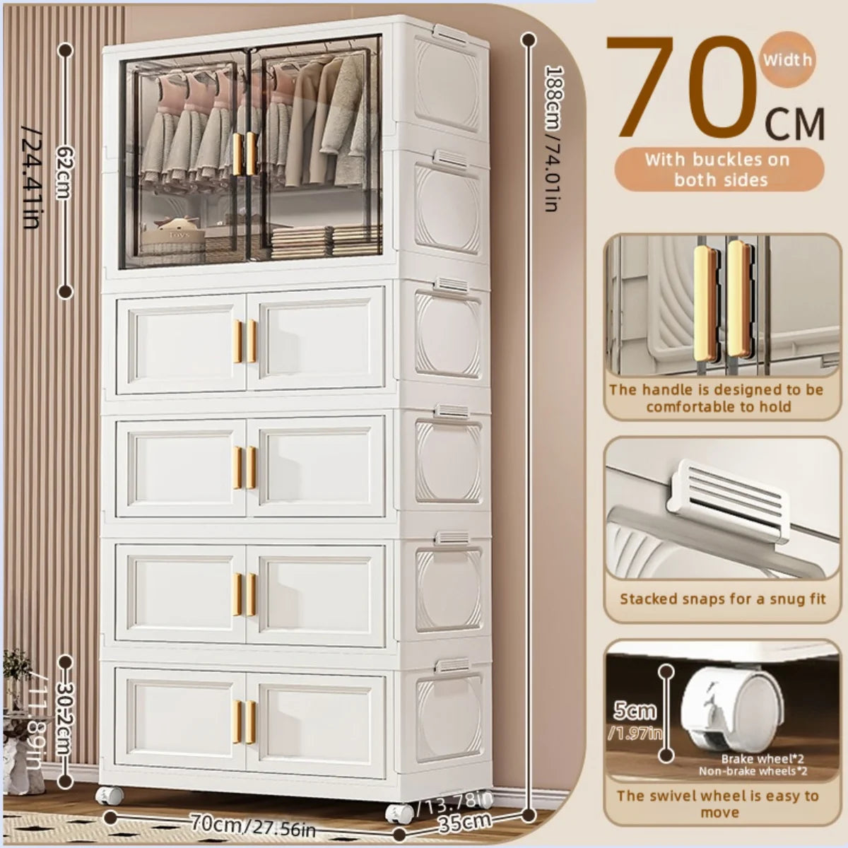 NONECN Foldable Plastic Storage Box For Bedroom Closet