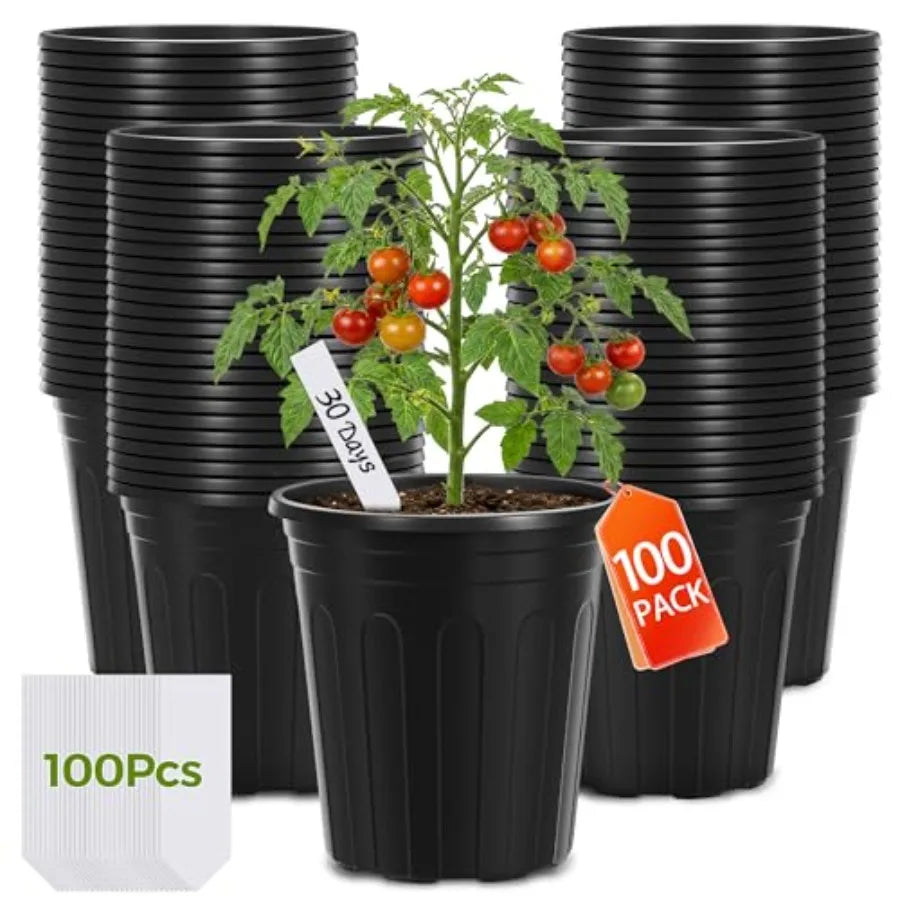 100 Pack Plastic Nursery Pots For Plants And Seedlings