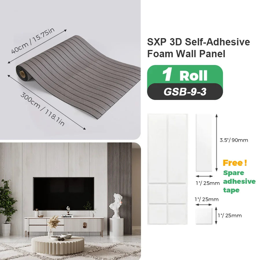 1 Roll Self-Adhesive Grid Wall Sticker SXP Wallpaper Sticker 15.75x118.11inch(12.91 Sq.Ft) Peel and Stick, Suitable for any room