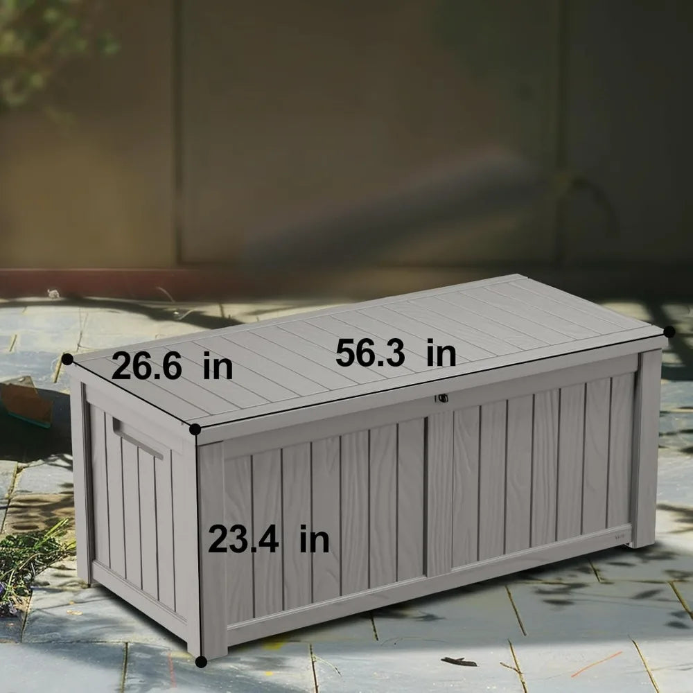 XMSJ Resin Deck Storage Box Lockable Outdoor Patio Chest
