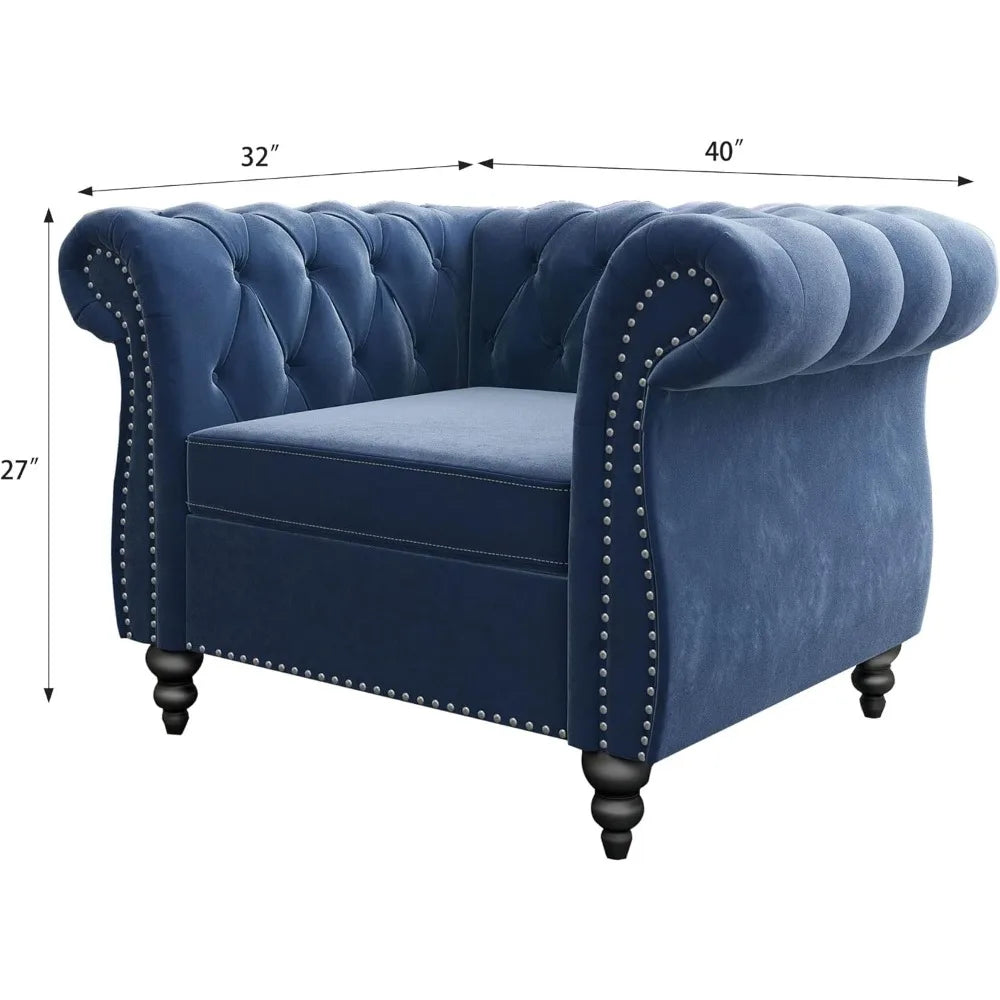 DAFIFY Velvet Chesterfield Living Room Set Sofa Loveseat