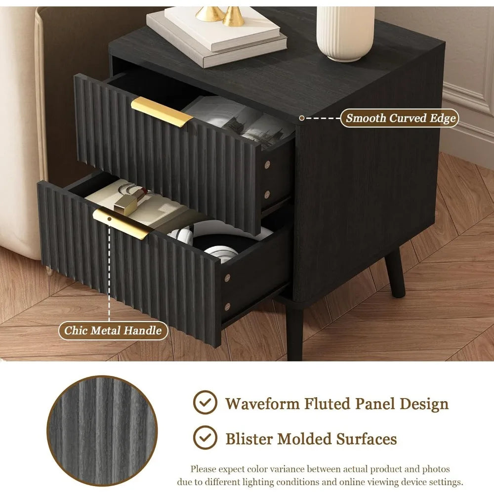 MKDK Modern Dresser And Nightstands 3 Piece Set Lacquer Finish