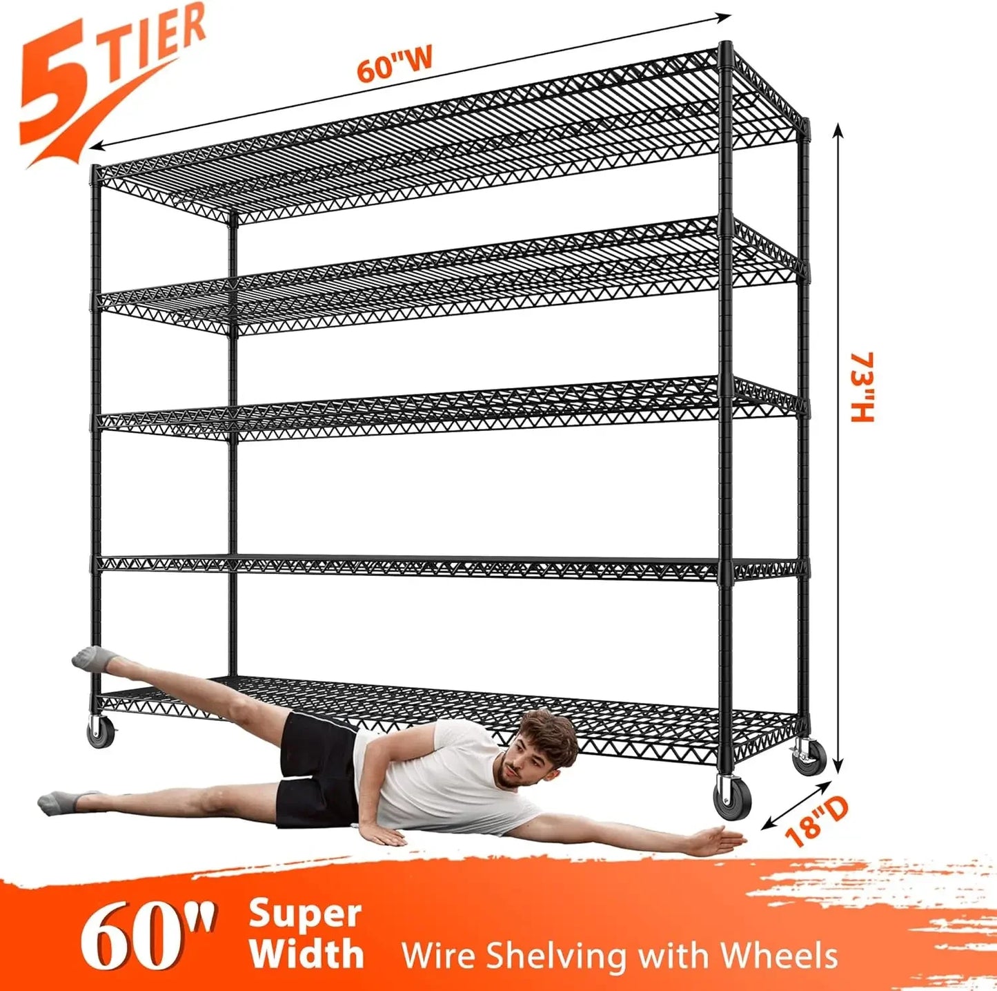 XMSJ Heavy Duty Wire Shelving With Wheels 3200 LBS Capacity