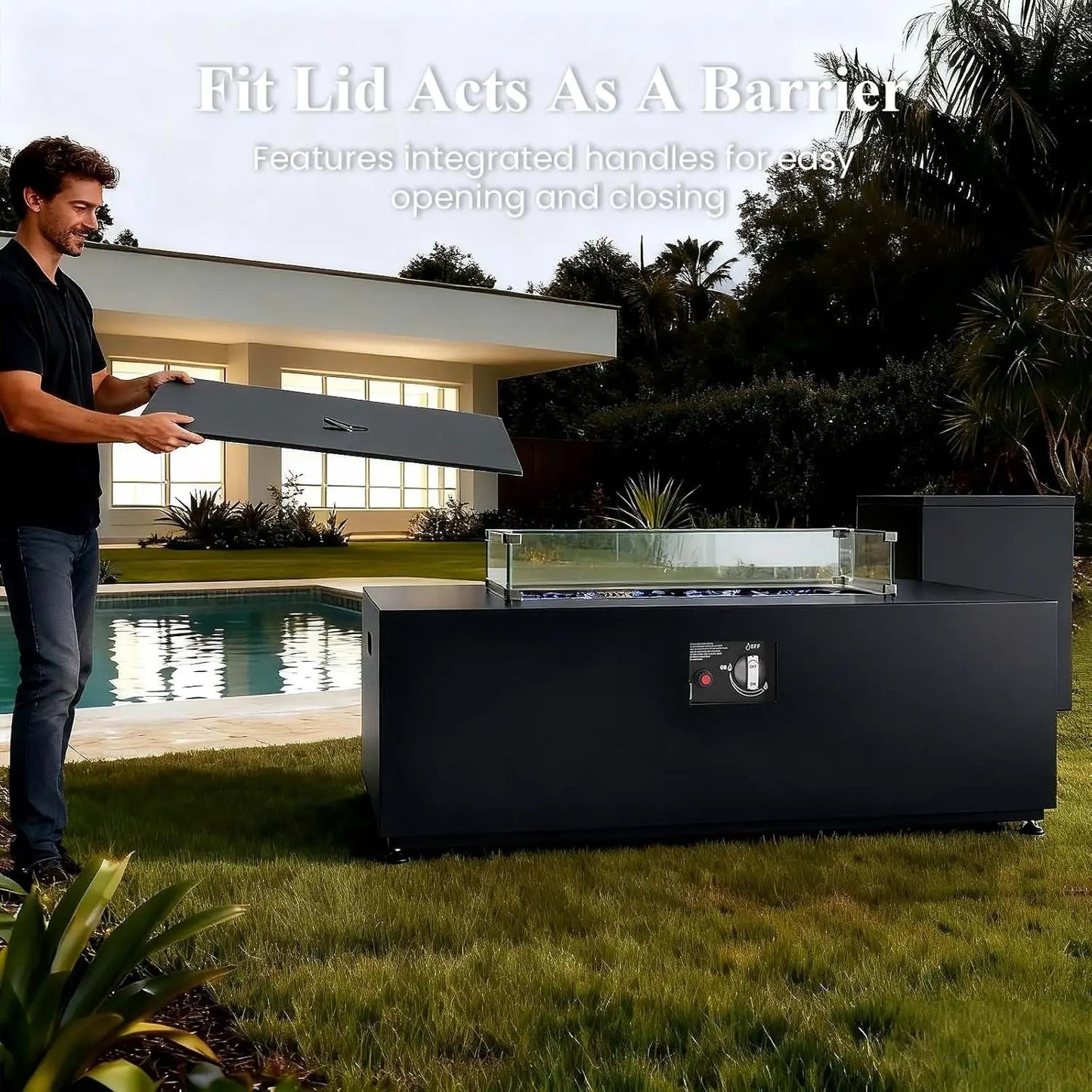 Outdoor Propane Fire Pit Table 55000 BTU With Cover