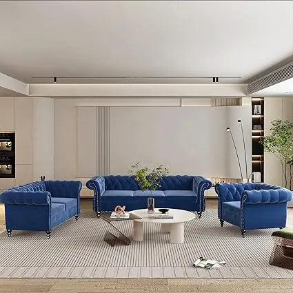 DAFIFY Velvet Chesterfield Living Room Set Sofa Loveseat