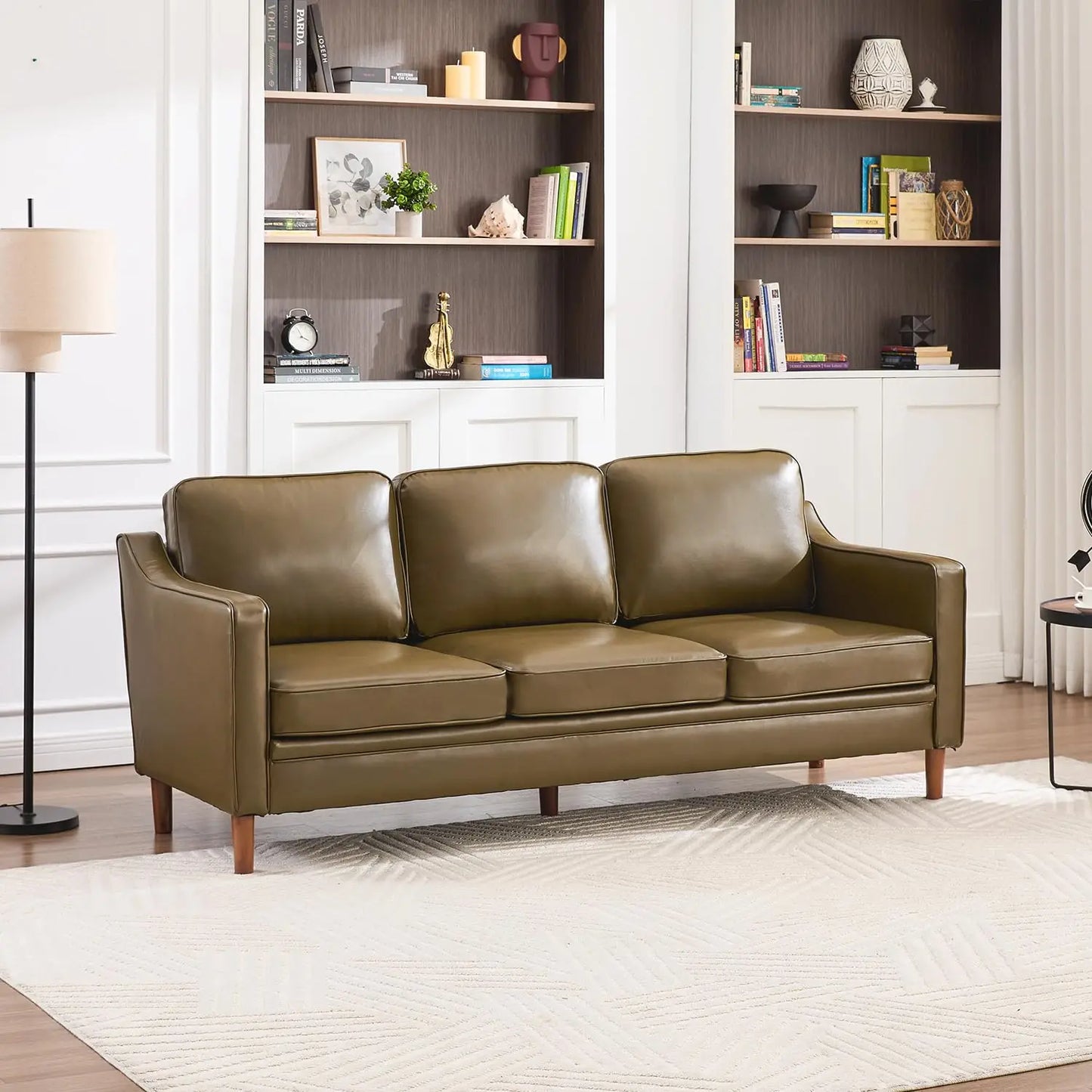 Chenille Sofa With Solid Wood Legs Modern Mid Century