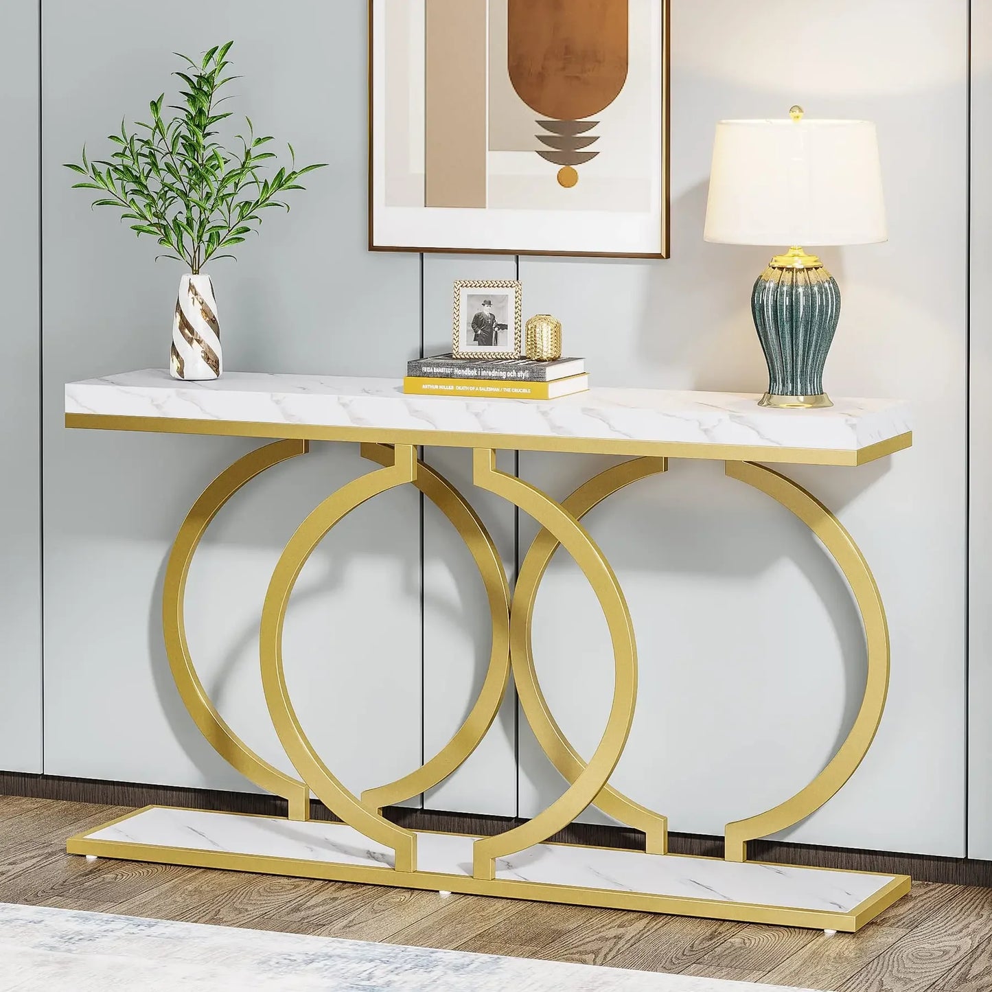 Tribesigns Faux Marble Console Table Modern Entryway Sofa Table