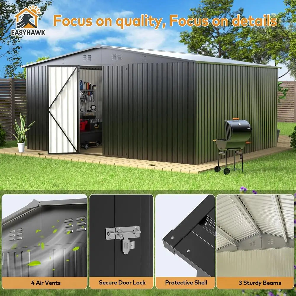 Weatherproof Metal Outdoor Storage Shed For Garden Tools