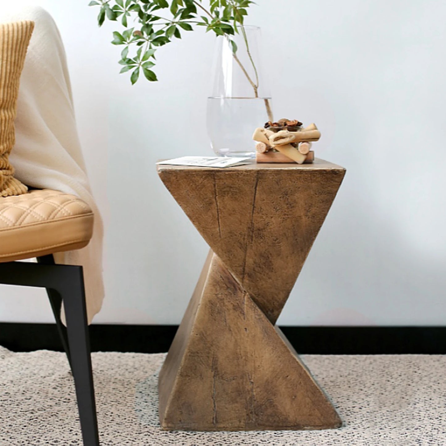 Wisfor Lightweight Concrete Triangle Side Table For Indoor Outdoor Use