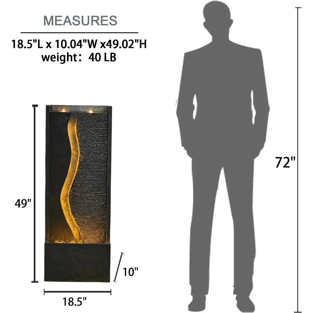 Tankana Outdoor Cube Fountain With LED Lights For Patio