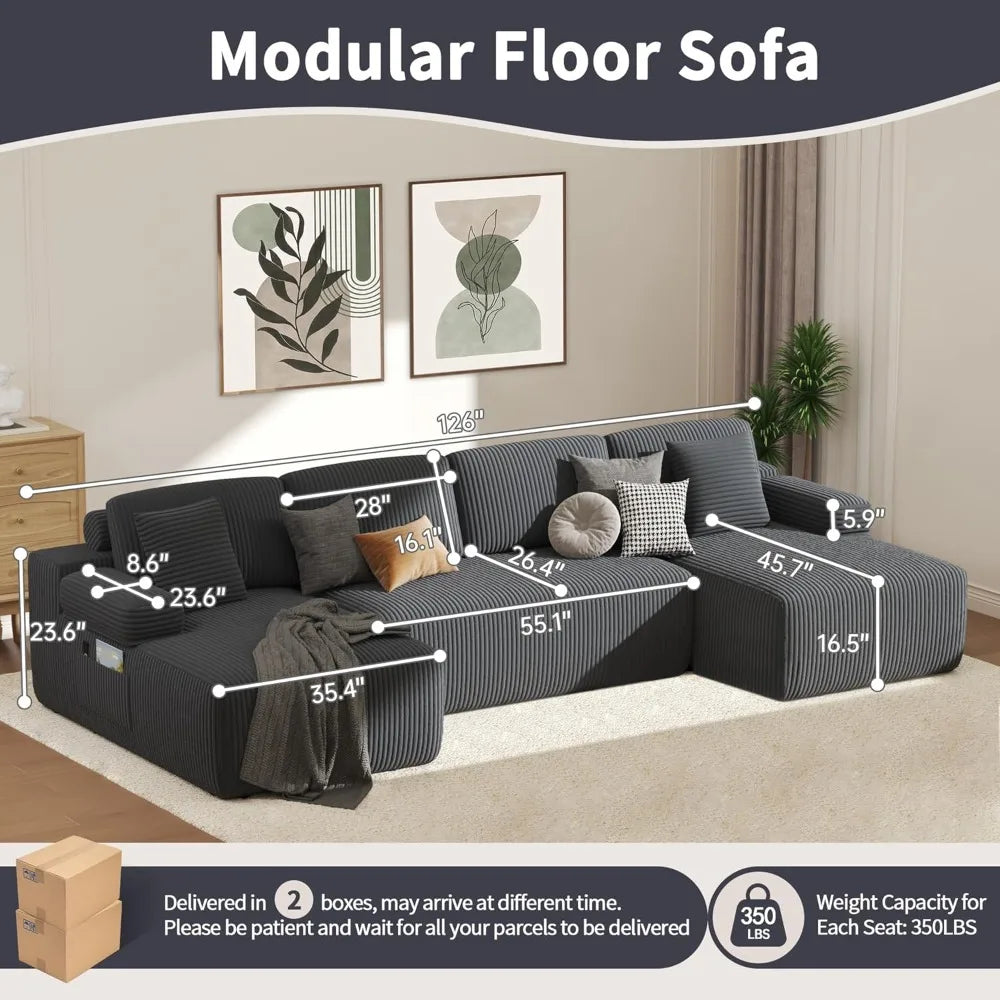 CN Sichuan Cloud U Shaped Sectional Sofa With Deep Seat