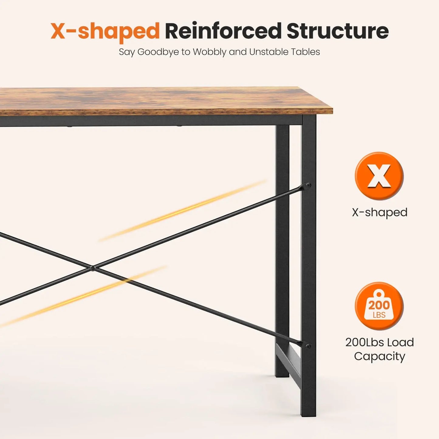 JHK 47 Inch Computer Desk With 2 Drawers For Study Office Gaming Wood Table Modern Work Desk