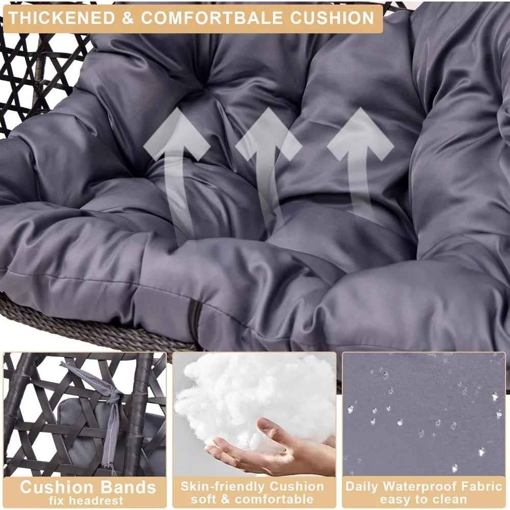 ANGDUO Double Hanging Egg Chair With Stand For Outdoor Patio