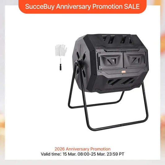 43 Gallon Tumbling Composter Dual Chamber Garden Kitchen