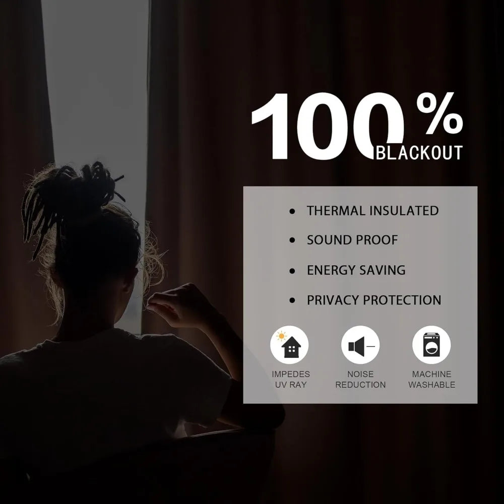 Dualife Blackout Linen Curtains for Bedroom and Living Room