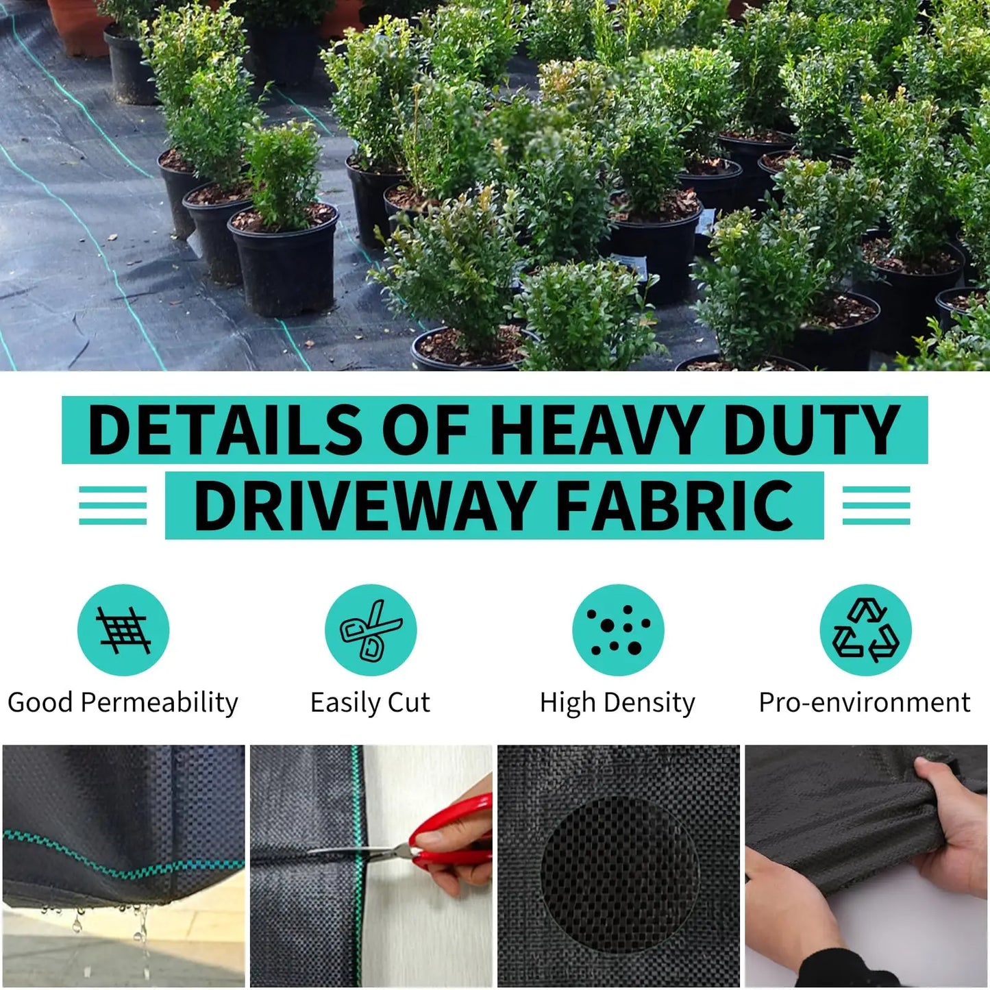 HiMISS Weed Barrier Landscape Fabric Heavy Duty Weed Block