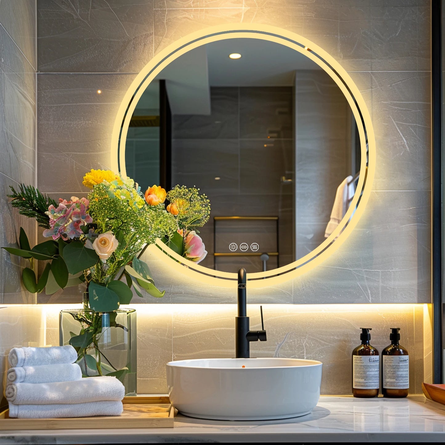 Wisfor Circular LED Backlit Bathroom Mirror IP65 Dimmable