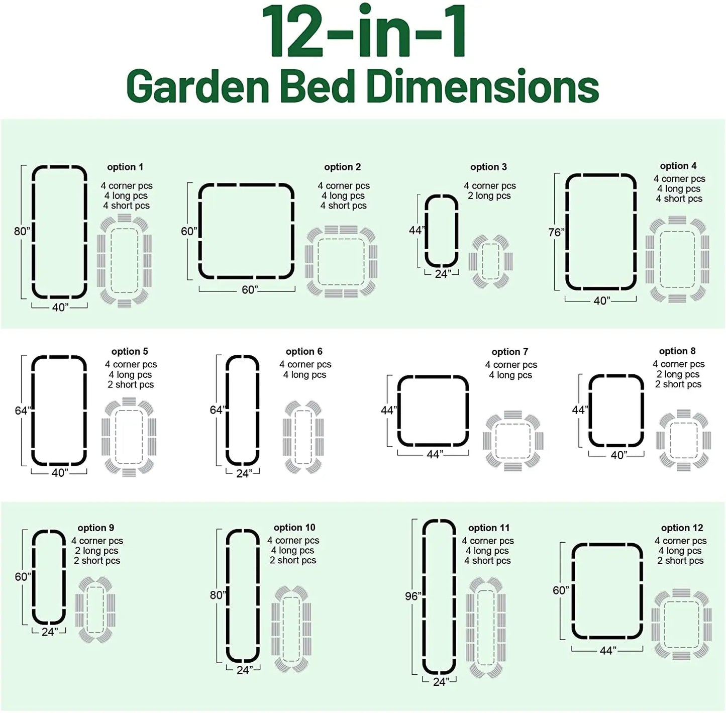 Galvanized Metal Raised Garden Bed 12-In-1 Modular Kit