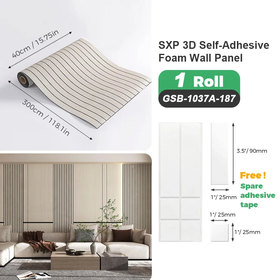 1 Roll Self-Adhesive Grid Wall Sticker SXP Wallpaper Sticker 15.75x118.11inch(12.91 Sq.Ft) Peel and Stick, Suitable for any room