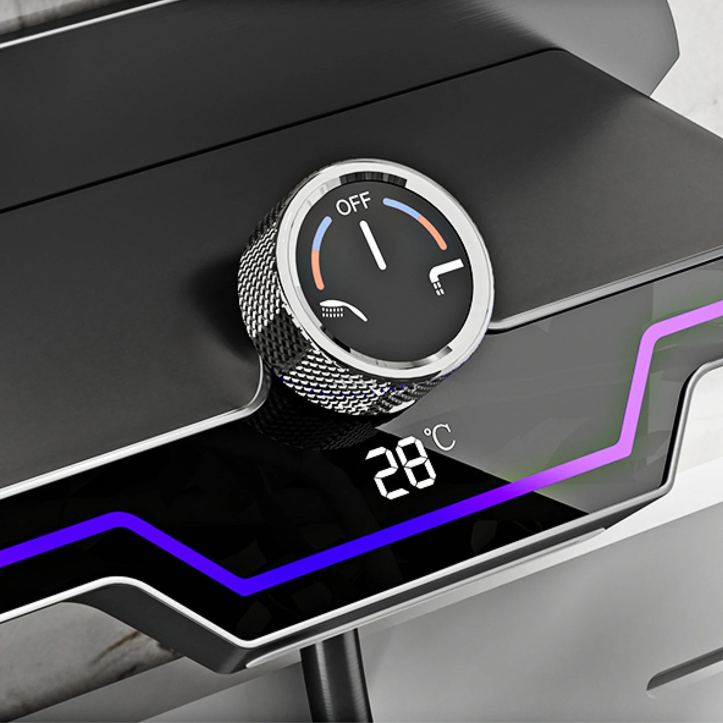 Luxury black brass wall mounted thermostatic bathroom faucet with LED digital display design, embedded hot and cold bathtub Tap