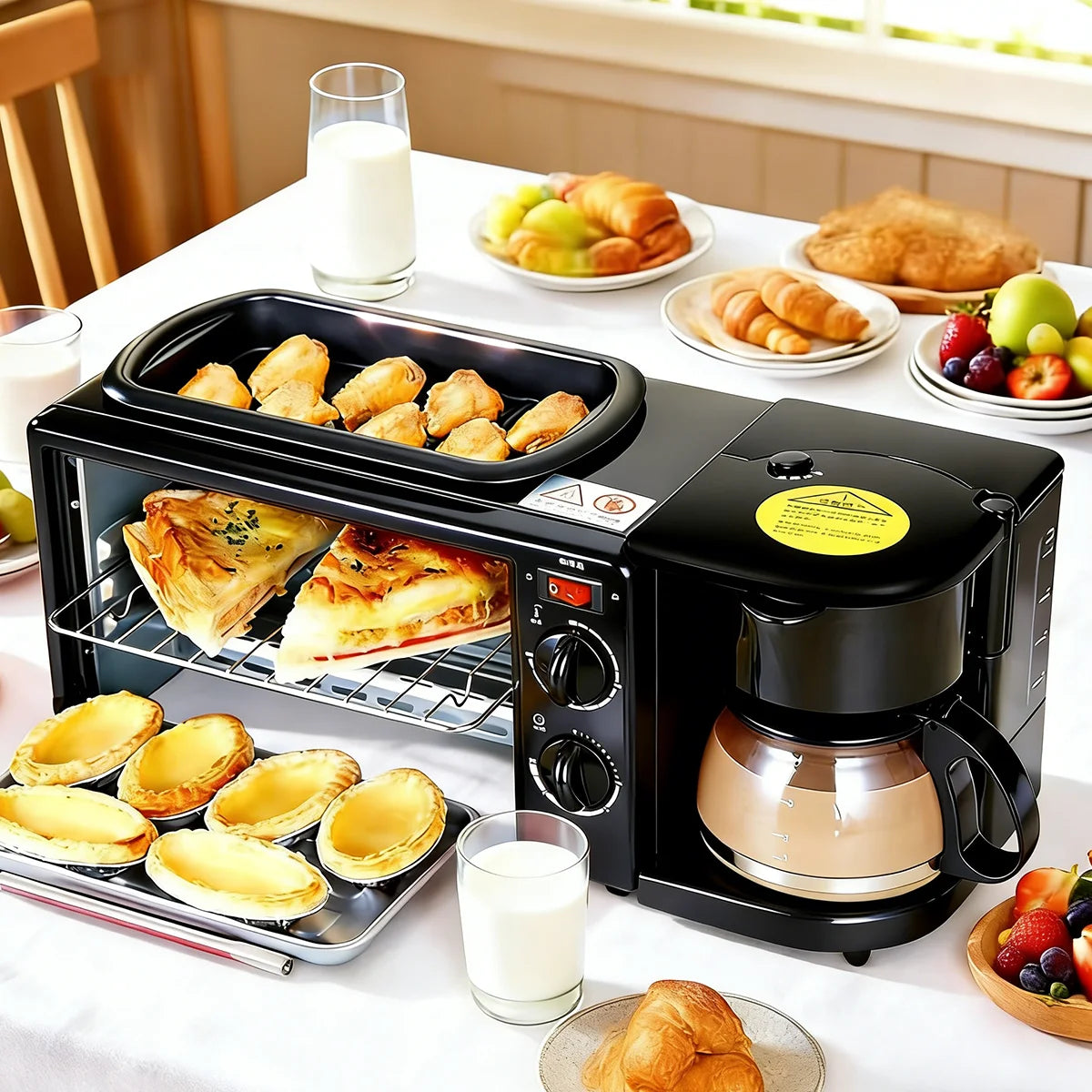 Amerzis 3 In 1 Breakfast Sandwich Toaster Coffee Machine