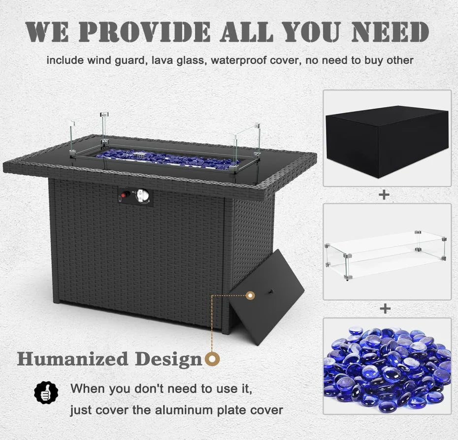 General Outdoor Patio Furniture Set With Propane Fire Pit