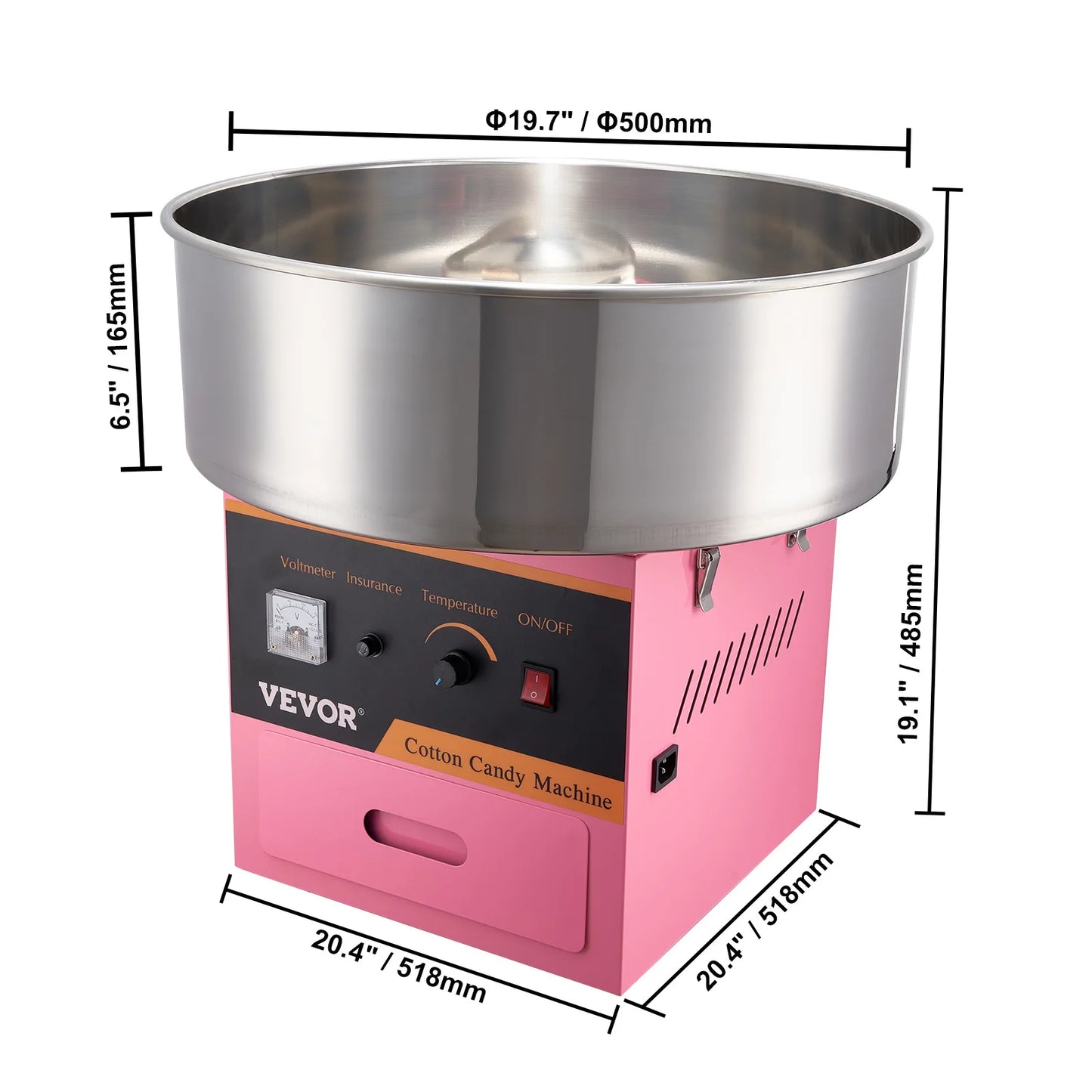 SucceBuy Electric Cotton Candy Machine Stainless Steel Bowl Floss Maker