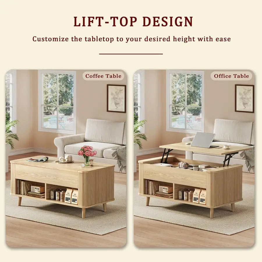 Mid Century Modern Lift Top Coffee Table With Hidden Storage