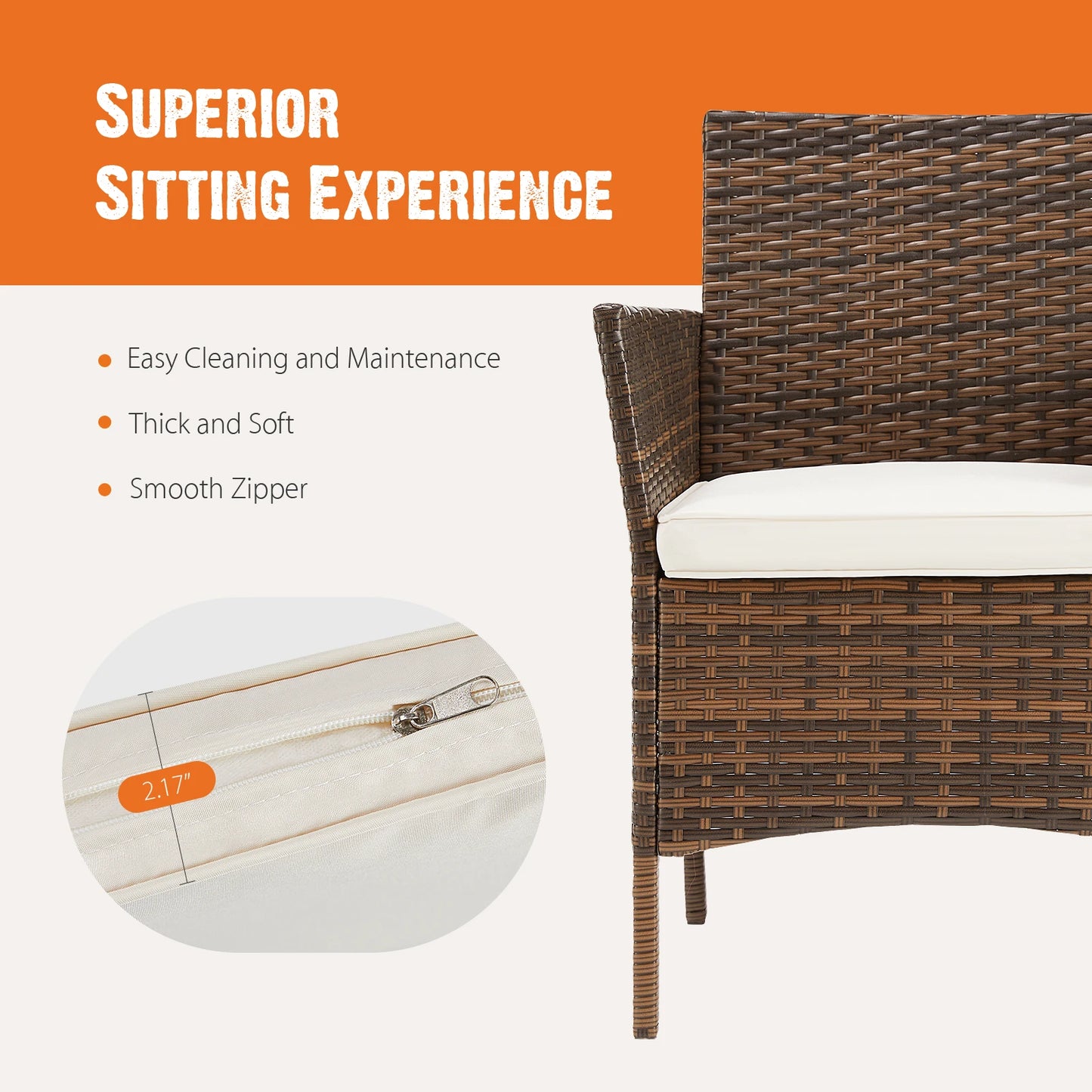 JHK Outdoor Patio Furniture Set With Cushioned Table