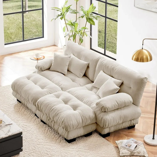 ZHUOTING U-Shaped Modular Sectional Sofa Loveseat With Ottomans