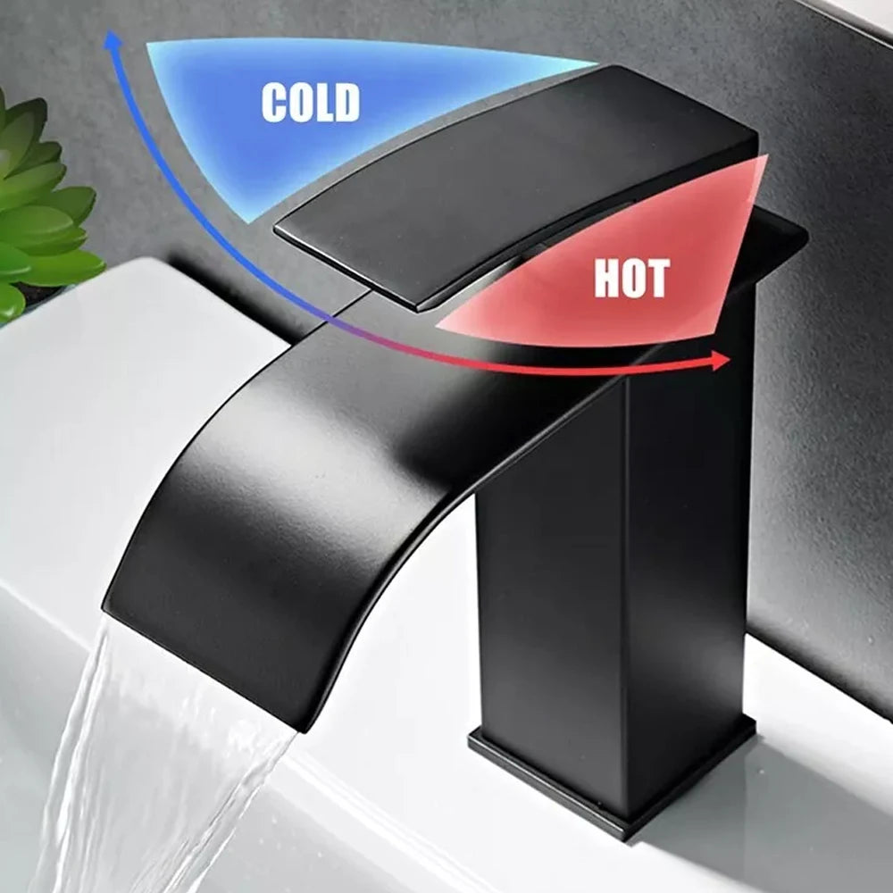 MYQualife Waterfall Bathroom Faucet Single Hole Vessel Sink