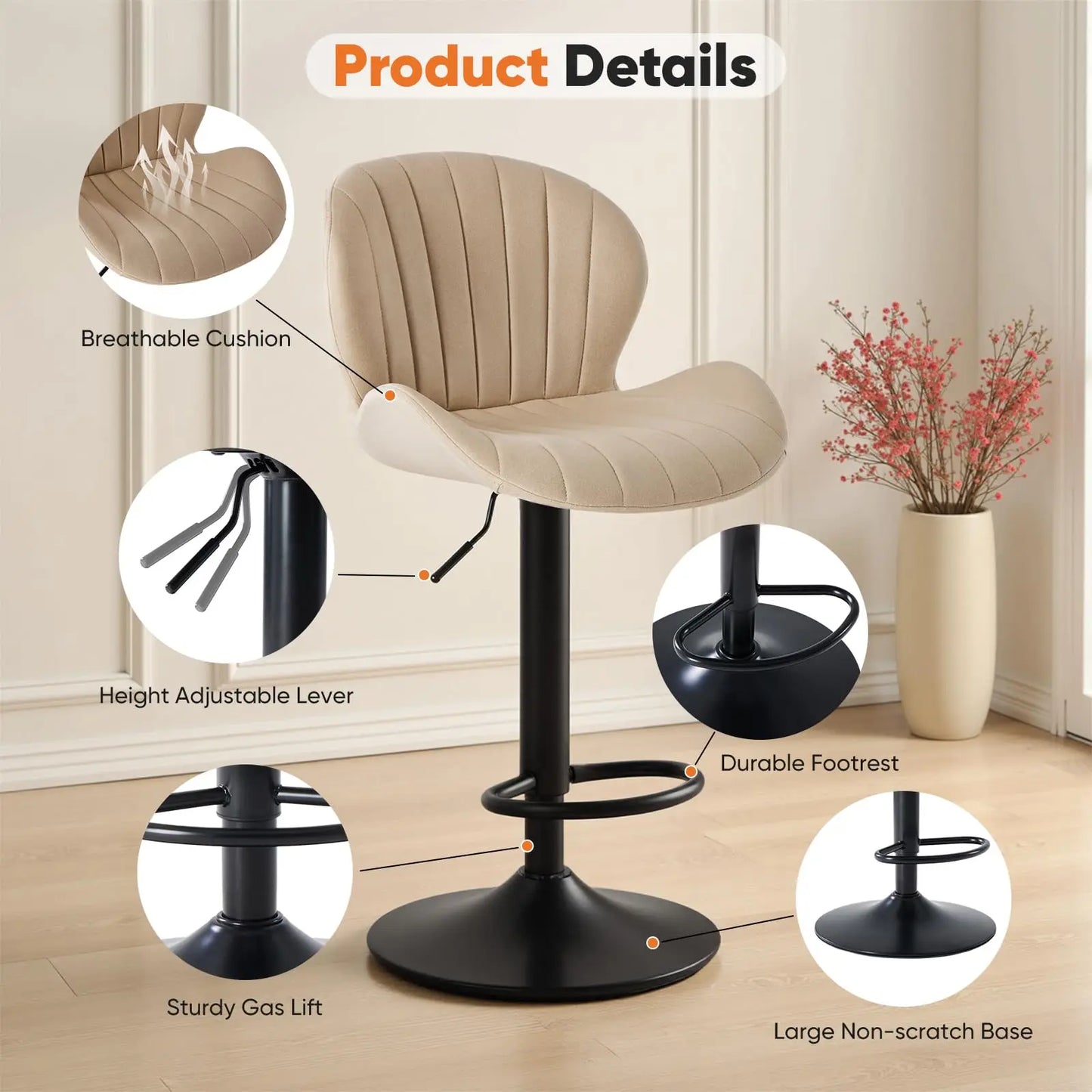 JHK Ergonomic Modern Dining Chairs Set Of 2 Upholstered Kitchen