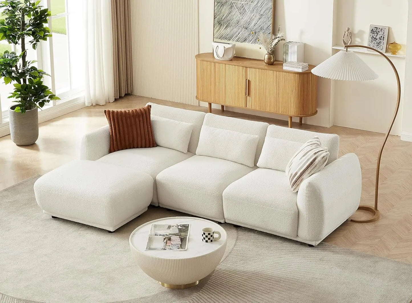 L Shaped Modular Sectional Sofa With Removable Ottoman