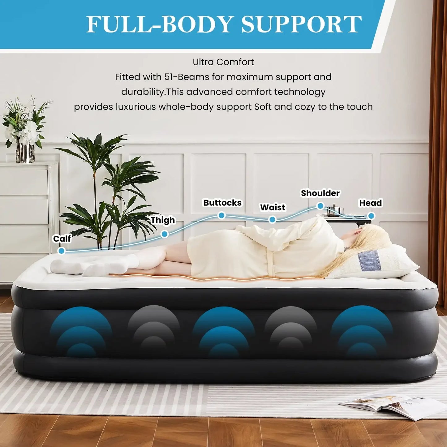 XMSJ Air Mattress with Built In High Capacity Pump