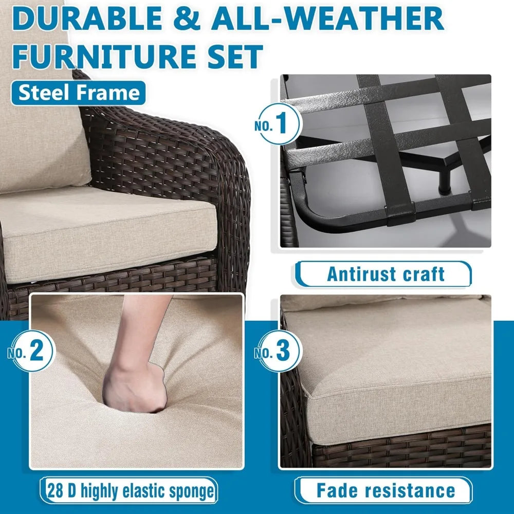 FEICHENG Outdoor Patio Deep Seat Chairs Rattan Set Garden