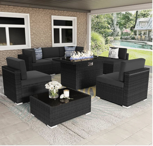 General Outdoor Patio Furniture Set With Propane Fire Pit