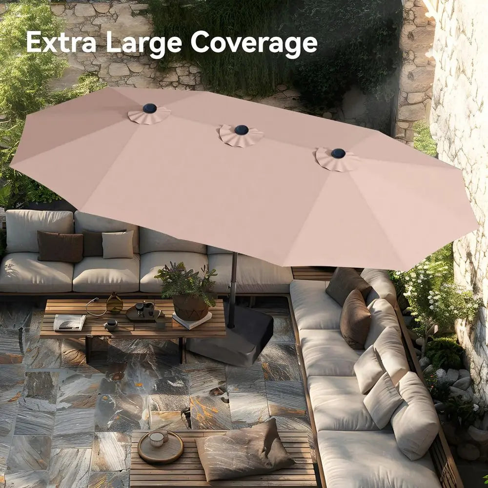 Rectangle Patio Umbrella With Stand Double-Sided Market Umbrella