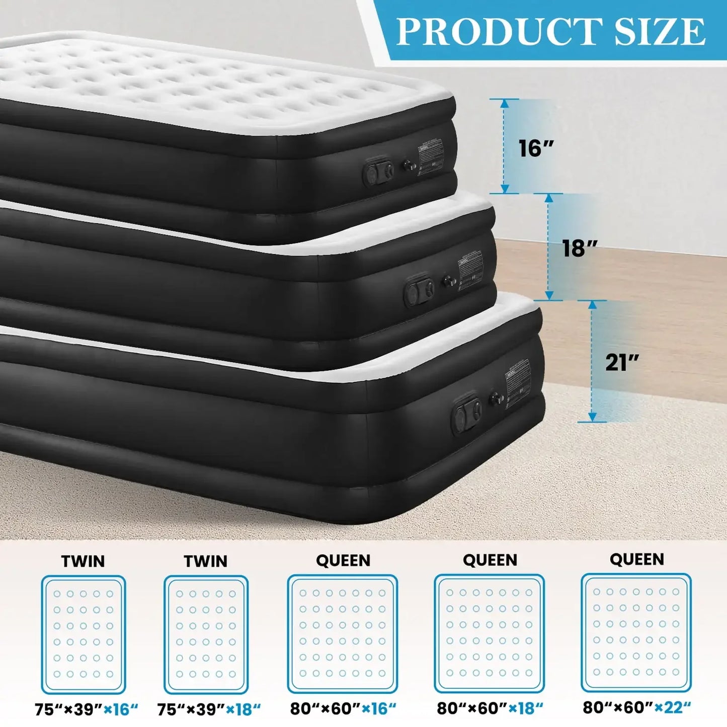 XMSJ Air Mattress with Built In High Capacity Pump