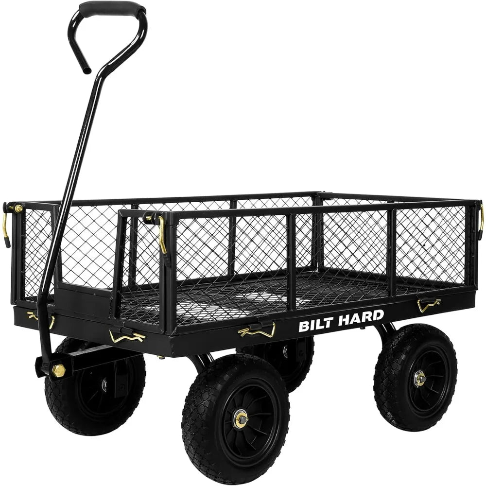 Flat Free Tire Steel Garden Cart 400 Lbs Rotating Handle