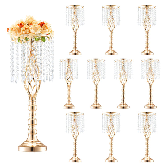 SucceBuy Crystal Wedding Flower Stand Metal Centerpiece Vase