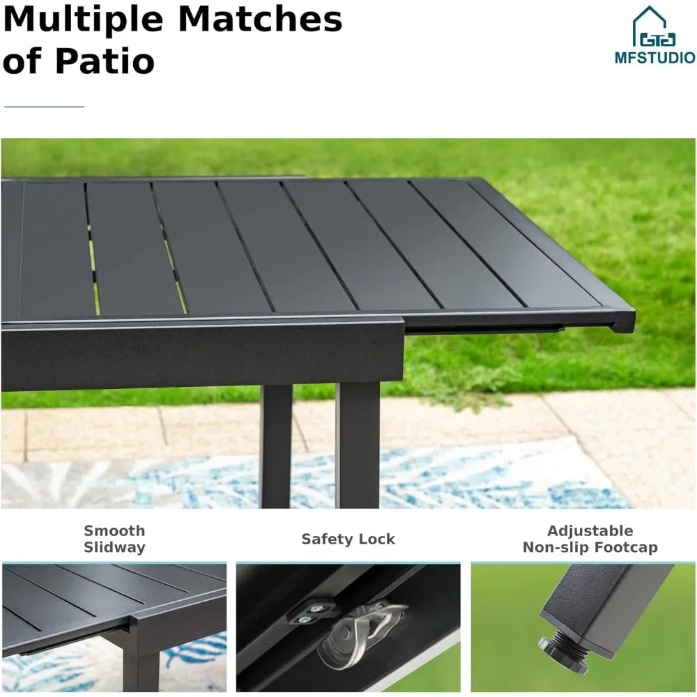 MKDK Outdoor Patio Dining Table Rectangular Alloy Steel