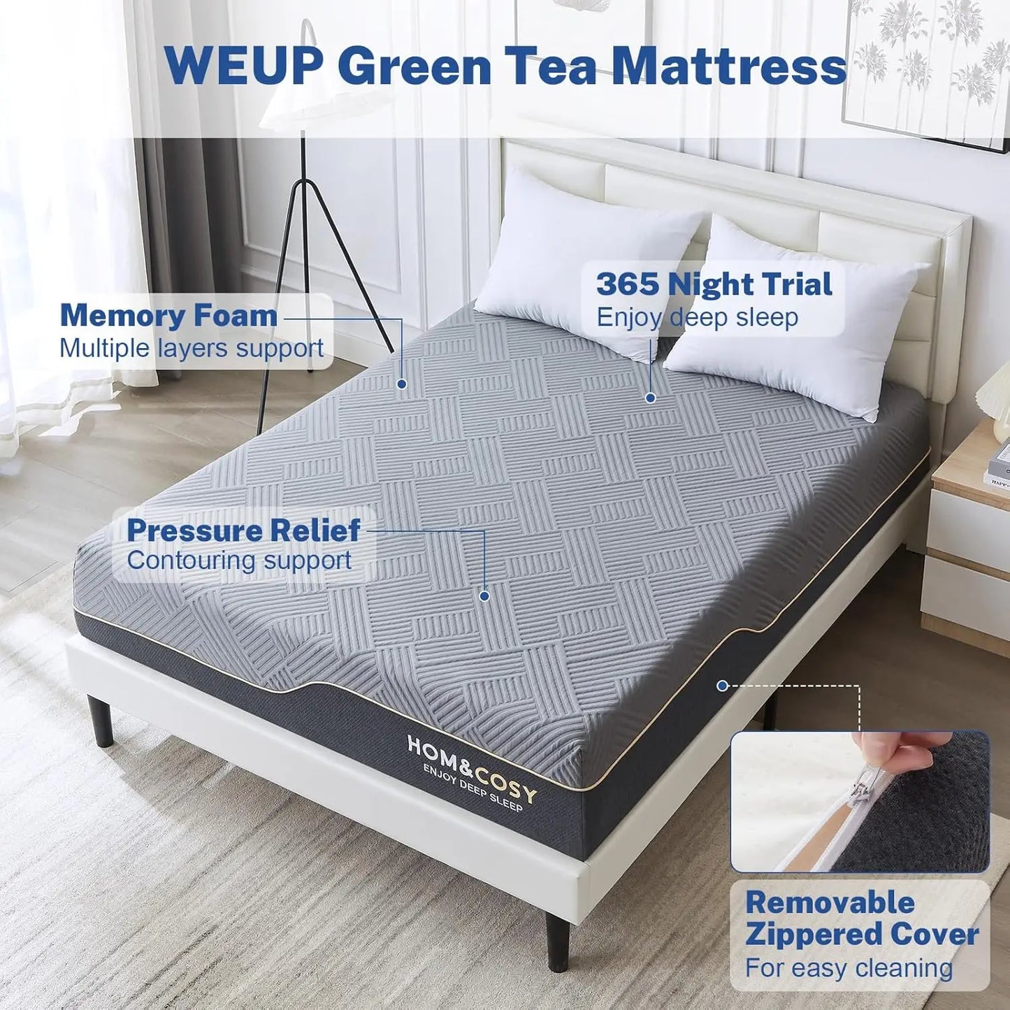 Hcore Cooling Gel Green Tea Memory Foam Mattress Firm Support