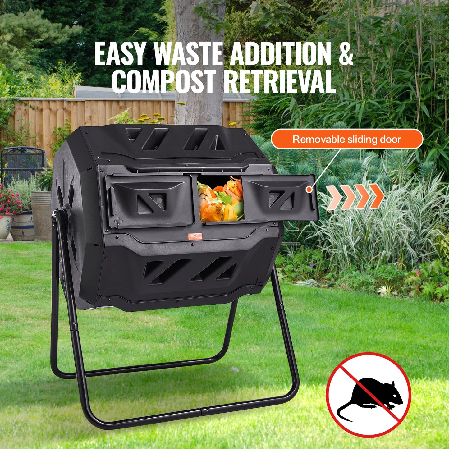 43 Gallon Tumbling Composter Dual Chamber Garden Kitchen