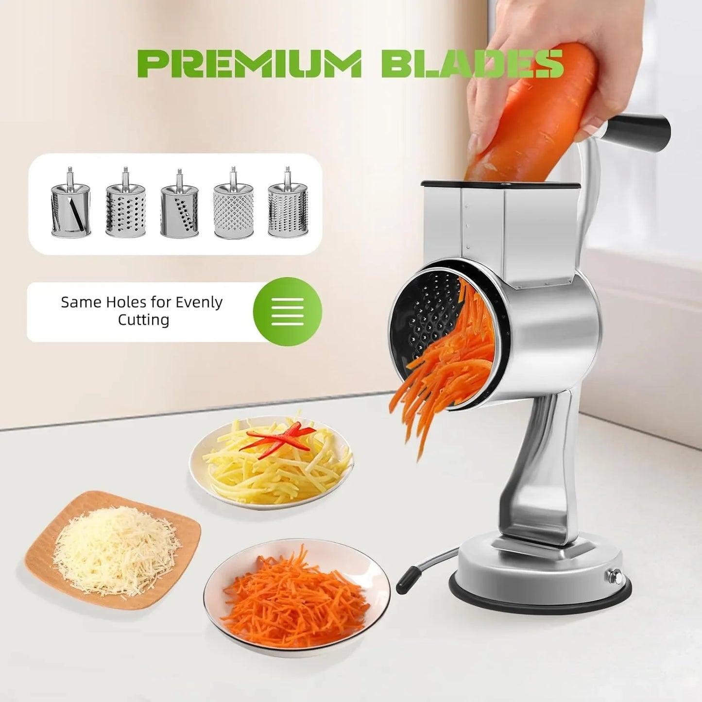 Rotary Cheese Grater Hand Crank 5 In 1 Vegetable Chopper