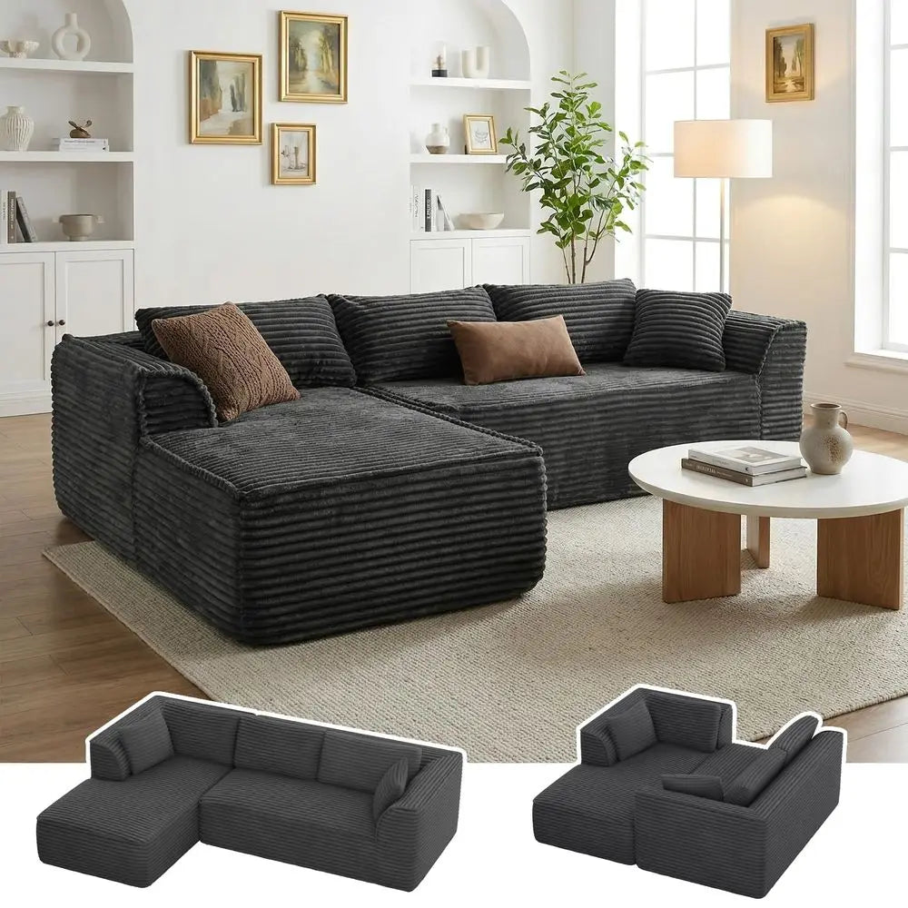 XMSJ Boneless L Shaped Modular Sofa With Chaise Memory Foam