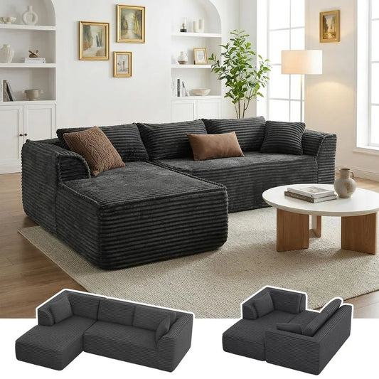 XMSJ Boneless L Shaped Modular Sofa With Chaise Memory Foam