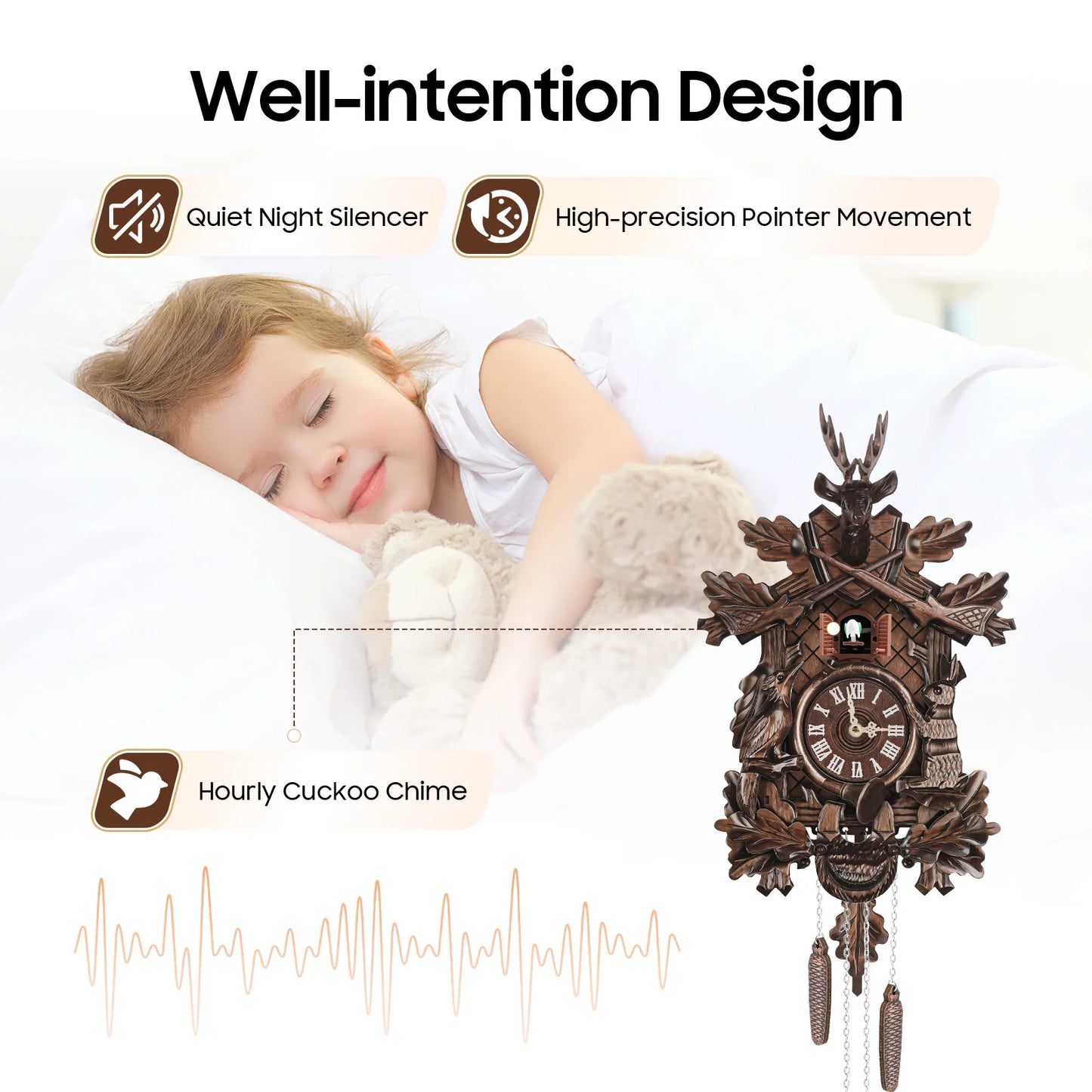 Hign-concerned Wooden Cuckoo Clock With Pendulum Chiming Quartz Movement